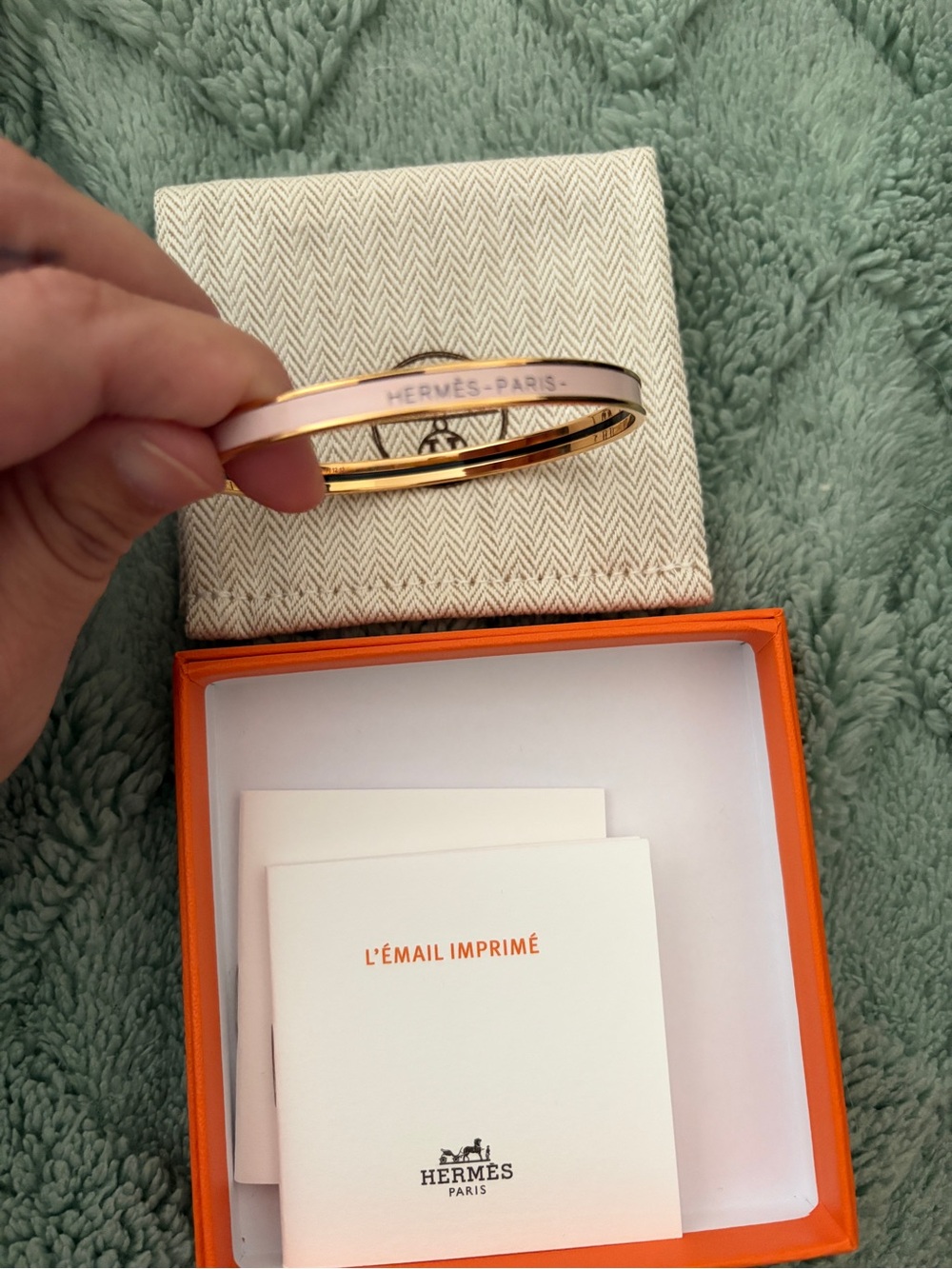 Hermes Rose Candeur Uni Bangle